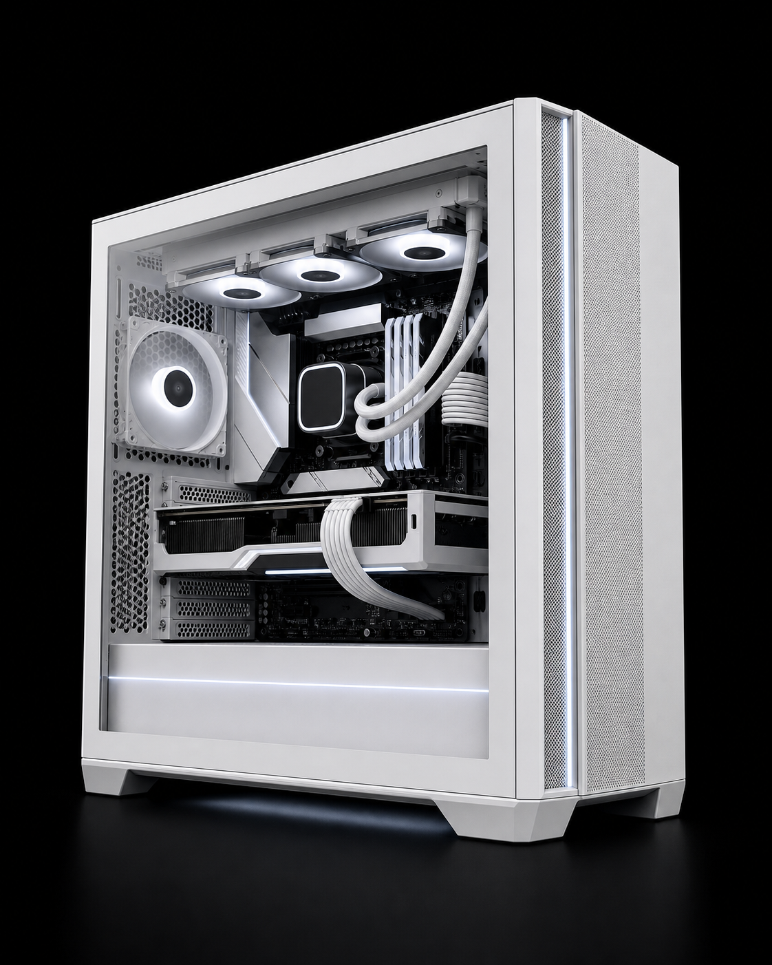 Beispiel eines weißen Gaming-PCs ohne Herstellerlogo